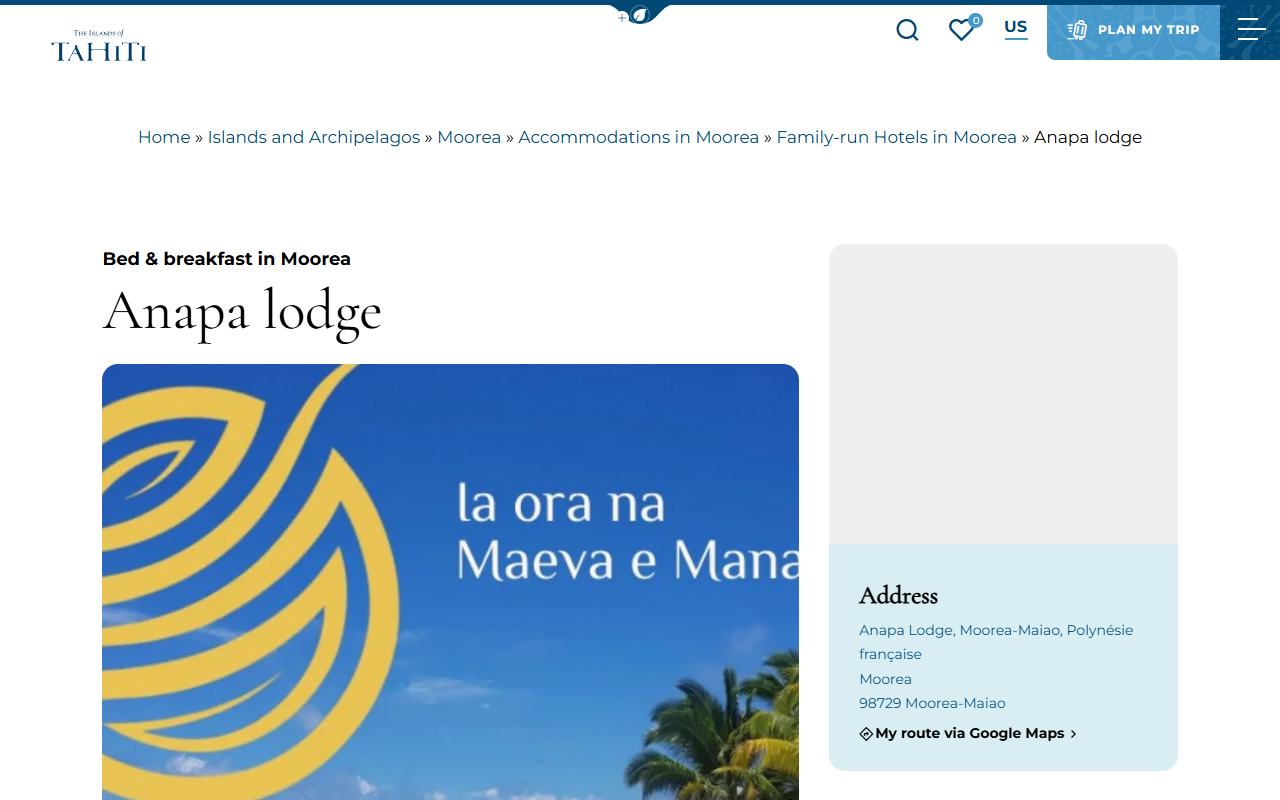 Présentation sur Tahiti Tourisme — Anapa Lodge