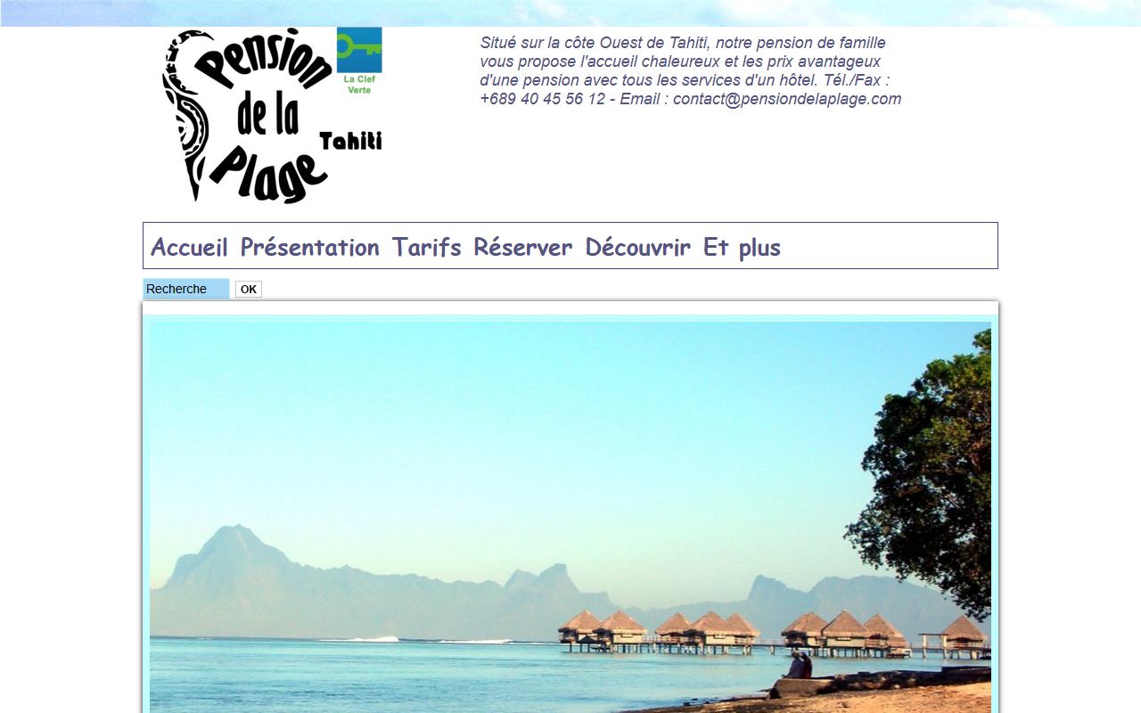 Official website preview — Pension de la Plage